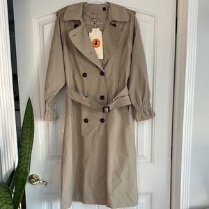 SAVE THE DUCK Beige Double-Breasted Trench Coat